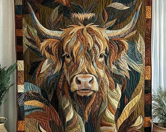 Highland Cow Blanket, Rustic Farmhouse Cow Throw, Boho Western Animal Blanket, Country Home Decor, Cow Lover Gift