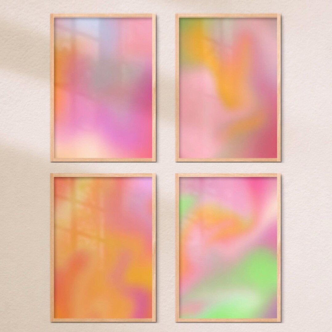 Aura Posters Set of 4, Gradient Art, Trendy Wall Art, Gradient Aura ...