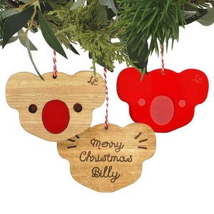 Personalised Wooden Christmas Ornament Australian Koala, Laser Cut Christmas Decoration, Personalised Christmas Gift, Custom Name Xmas Decor