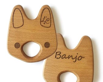 Personalised Easter Bunny Organic Wooden Teether Toy, Baby Easter Gift, Natural Wood Toy Sensory Toys Eco Friendly Baby, Australian Made