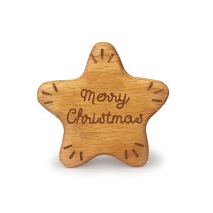 Christmas Organic Wood Star Rattle, PERSONALISED Baby Xmas Present, Australian Made Natural Wooden Toy, First Christmas, Baby Gift Keepsake image 4