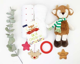 Deluxe Personalised Baby's First Christmas Present, Reindeer