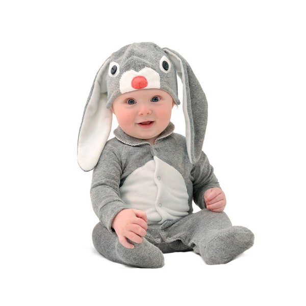 Bunny Baby Boy Halloween Costume, Grey Bunny Baby Outfit, Easter Baby Gift, Bunny Ears, Bunny Hat, Bunny Suit  Kids Dress Up, Unisex Costume