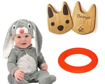 Personalised Adorable Lil Grey Bunny Baby Boy Gift Hamper | Lovely Baby Boys Bunny Gift Hamper