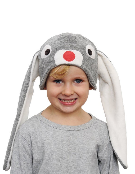 Grey Easter Bunny Ears Hat and Tail Set 