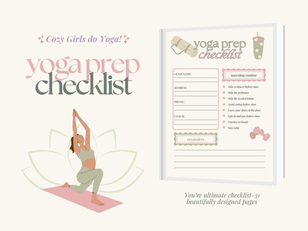 Yoga Class Prep Checklist Printable | Digital Wellness Planner ...