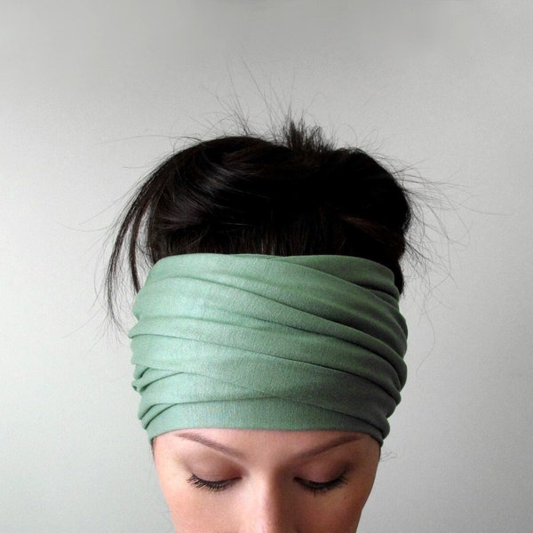 CELADON GREEN Head Wrap, EcoShag Head Scarf, Headscarf for Women and Men, Hair Wrap for Dreads, Green Head Covering for Alopecia