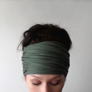 MINERAL GREEN Head Wrap, EcoShag Unisex Head Scarf, Dread Lock Hair Wrap, Laurel Green Head Wraps for Women Teen Girls, Green Hair Scarf