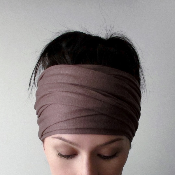 WARM BROWN Head Scarf, Chestnut Brown EcoShag Head Wrap, Extra Wide Unisex Headscarf, Yoga Hair Wrap, Brown Headbands for Women Teen Girls