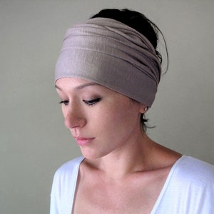 MUSHROOM GREIGE Head Scarf, EcoShag Head Wrap for Women, Extra Wide Head Wrap, Head Scarf for Women, Boho Head Wrap, Adjustable Headband