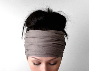 MINK BROWN Jersey Headscarf, Extra Wide Headwrap, Yoga Headscarves for Women, Super Soft Hair Scarf