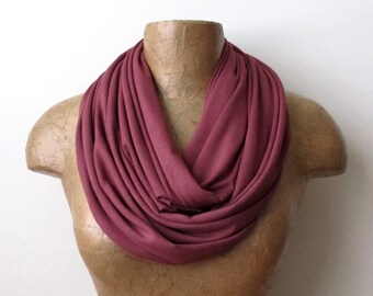 MARSALA Infinity Scarf, Lightweight Loop Scarf, EcoShag Jersey Circle Scarf, Mulberry Tube Scarf