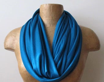 PEACOCK BLUE Infinity Scarf, Lightweight Jersey Loop Scarf