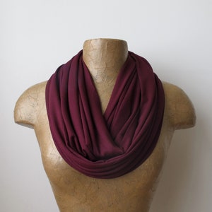 MAROON Infinity Scarf, Lightweight Loop Scarf, EcoShag Jersey Circle Scarf, Maroon Tube Scarf