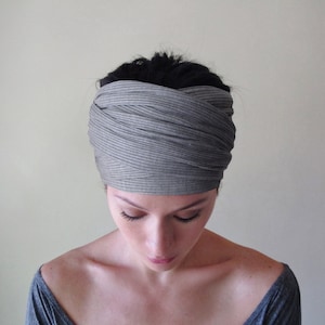 LIGHT GRAY Head Scarf, Wide Head Wrap, EcoShag Head Wrap, Knit Head Scarf, Non Slip Headband, Turban Headbands for Women Teen Girls