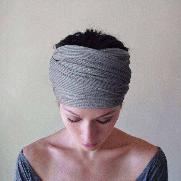 LIGHT GRAY Head Scarf, Wide Head Wrap, EcoShag Head Wrap, Knit Head Scarf, Non Slip Headband, Turban Headbands for Women Teen Girls