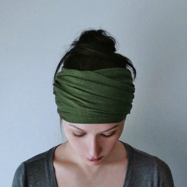 DESERT GREEN Head Scarf, Avocado Head Wrap, Extra Wide Headband, Boho Headband, Green Headband, Turban Headbands for Women Teen Girl