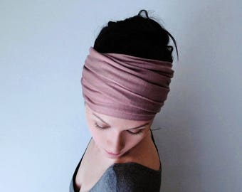 DUSTY ROSE Head Scarf, Yoga Headband, Mauve Head Wrap, Boho Hair Accessory, Womens Boho Headband, Boho Head Wrap, Jersey Head Scarf
