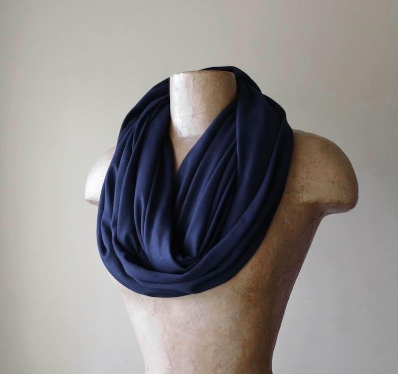 DARK NAVY BLUE Infinity Scarf, Lightweight Jersey Loop Scarf - Etsy