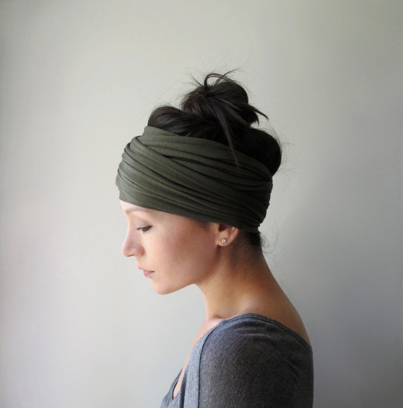 olive green head scarf by ecoshag