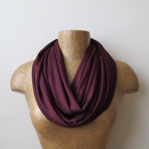 BURGUNDY Infinity Scarf, Lightweight Loop Scarf, EcoShag Jersey Circle Scarf, Burgundy Wine Tube Scarf