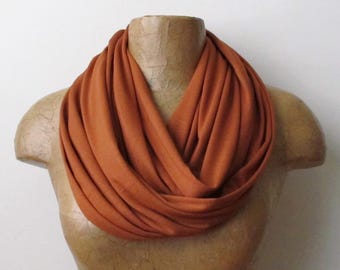 BURNT ORANGE Jersey Knit Infinity Scarf, EcoShag Loop Scarf