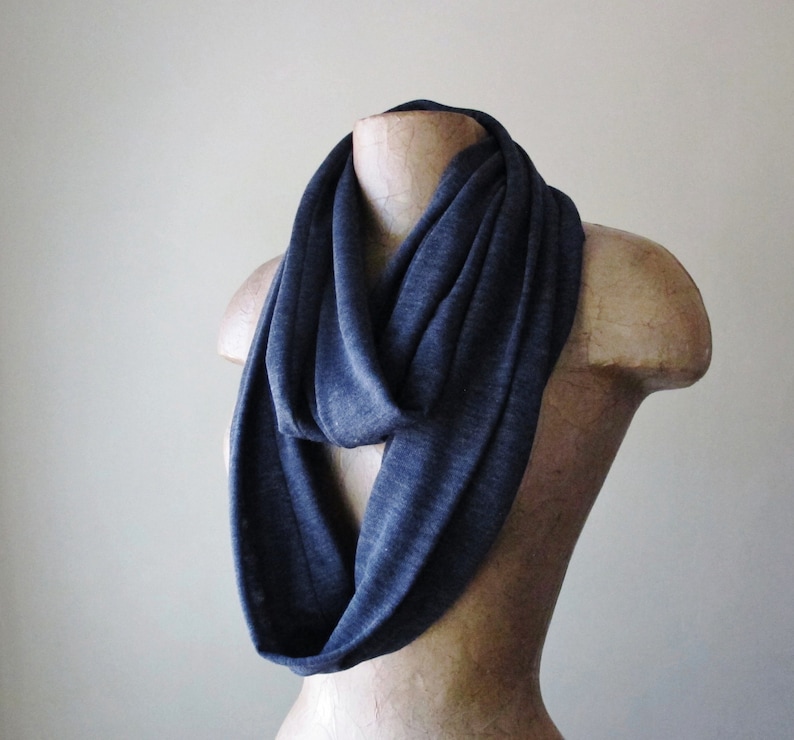 DENIM BLUE Infinity Scarf Ecoshag Scarf Heather Blue Circle - Etsy