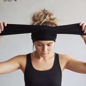 ESPRESSO BROWN Jersey Headscarf, Ecoshag Dark Brown Headband Scarf, Stretch Head Scarf for Women, Handmade Hair Scarf image 6