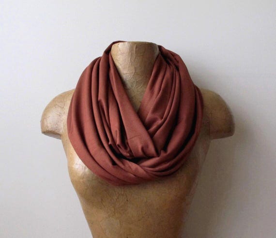 CINNAMON STICK Jersey Knit Infinity Scarf - Dark Burnt Orange Loop Scarf