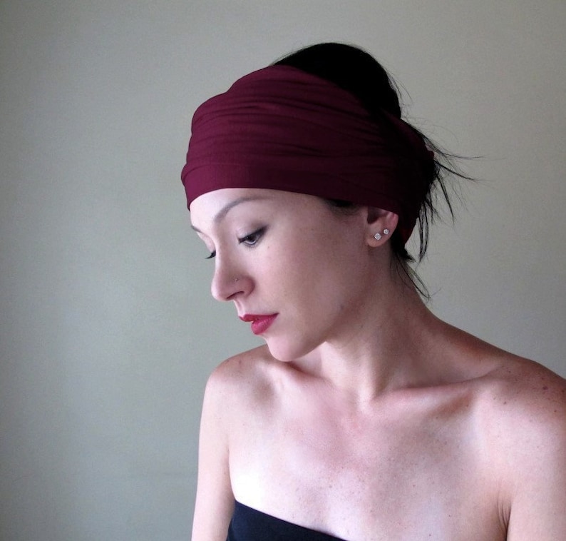 MAROON Headscarf EcoShag Extra Wide Head Scarf for Women image 1