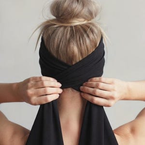 ESPRESSO BROWN Jersey Headscarf, Ecoshag Dark Brown Headband Scarf, Stretch Head Scarf for Women, Handmade Hair Scarf image 4