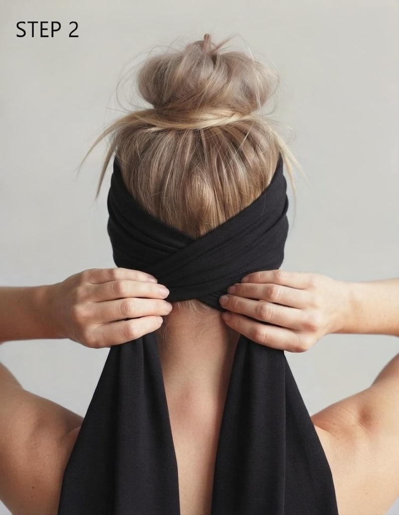 ESPRESSO BROWN Jersey Headscarf, Ecoshag Dark Brown Headband Scarf, Stretch Head Scarf for Women, Handmade Hair Scarf image 4