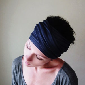 midnight blue head scarf by ecoshag