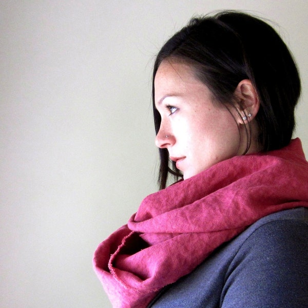 CLASSIC long linen scarf in deep rose - by EcoShag