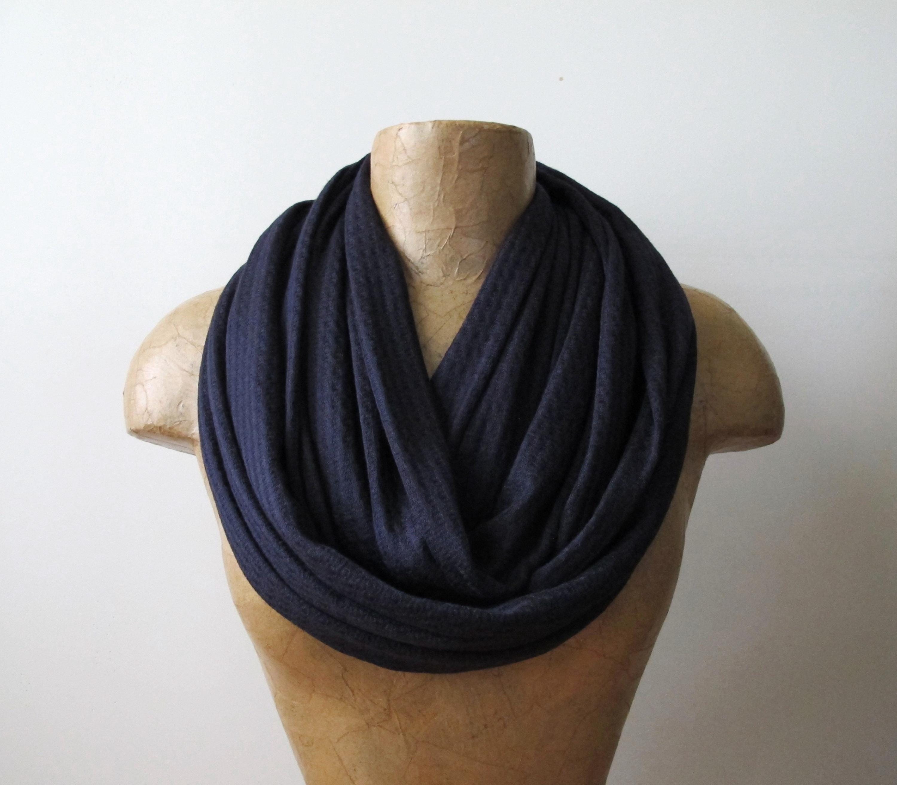 MIDNIGHT BLUE Waffle Knit Infinity Scarf - Lightweight Circle Scarf - Etsy
