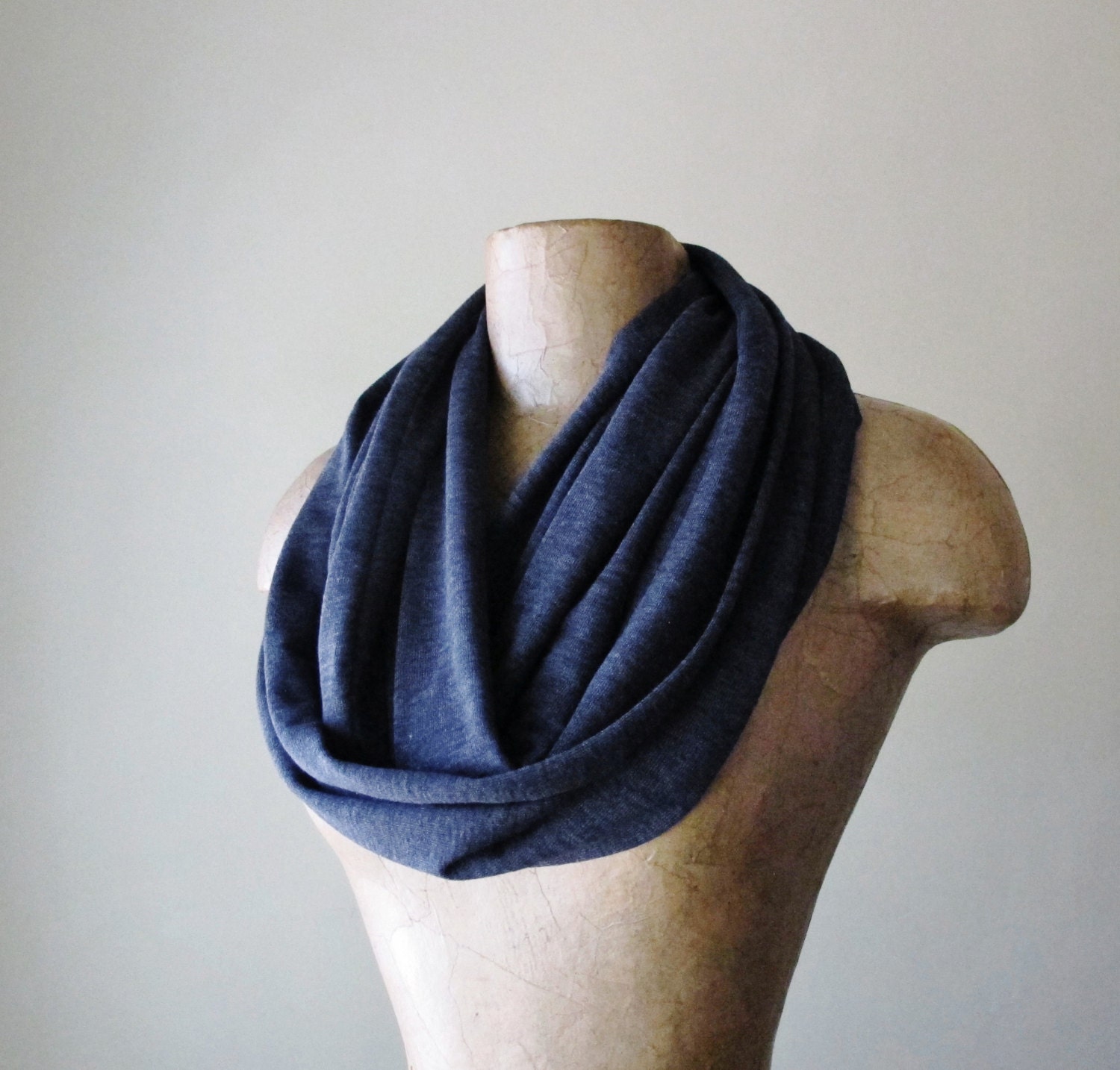 DENIM BLUE Jersey Knit Infinity Scarf, Heather Blue Circle Scarf - Etsy