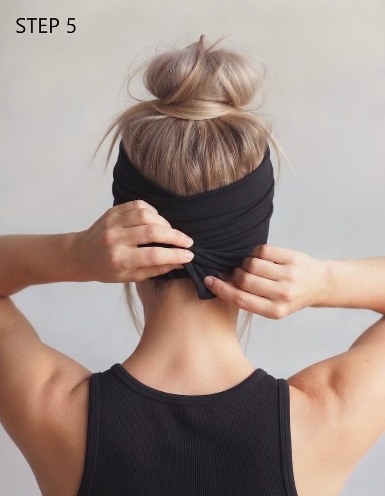 OLIVE GREEN Extra Wide Head Scarf, Handmade Ecoshag Yoga Headband Scarf, Soft Jersey Headscarf, Hair Scarf for Women and Men image 9