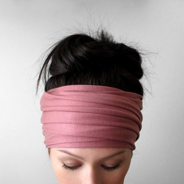 TURKISH ROSE Kopftuch, breites Kopftuch, EcoShag Kopftuch, Dusty Rose Jersey Kopftuch, Haarband für Männer und Frauen, Haargummi für Dreads