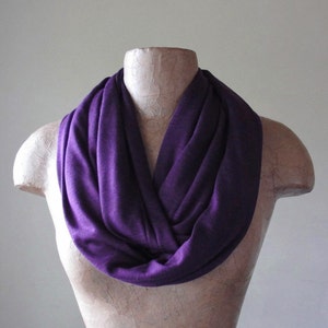 EGGPLANT PURPLE Infinity Scarf: Lightweight Jersey Loop Scarf