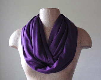 EGGPLANT Infinity Scarf, EcoShag Scarf, Purple Scarf, Purple Circle Scarf, Lightweight Heliotrope Jersey Scarf, Loop Scarf, Eternity Scarf