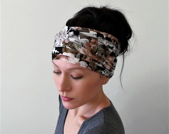 European Women Vintage Flower Silk Headwrap Hair Band Bow Knot Floral Headband European Women Vintage Flower Silk Headwrap Hair Band Bow Knot Floral Headband
