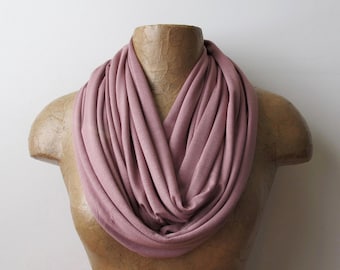 ROSY BROWN Infinity Scarf, Lightweight Jersey Loop Scarf, Ecoshag Handmade Scarves