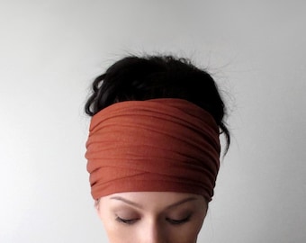 RUST Head Wrap, Extra Wide Headscarf, Dark Burnt Orange EcoShag Head Wrap, Unisex Headscarf, Dread Lock Hair Wrap, Dreadlock Head Scarf