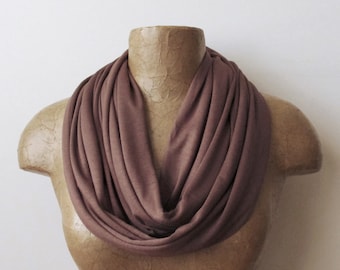 WARM BROWN Infinity Scarf, EcoShag Scarf, Milk Chocolate Brown Loop Scarf, Ultra Soft Jersey, Circle Scarf