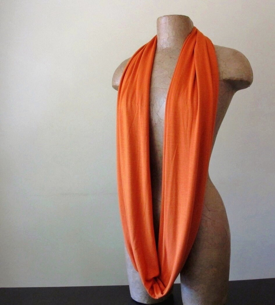 ORANGE Infinity Scarf EcoShag Loop Scarf Jersey Circle Etsy