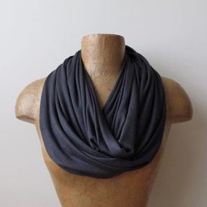 DARK GRAY Jersey Knit Infinity Scarf - Lightweight Loop Scarf