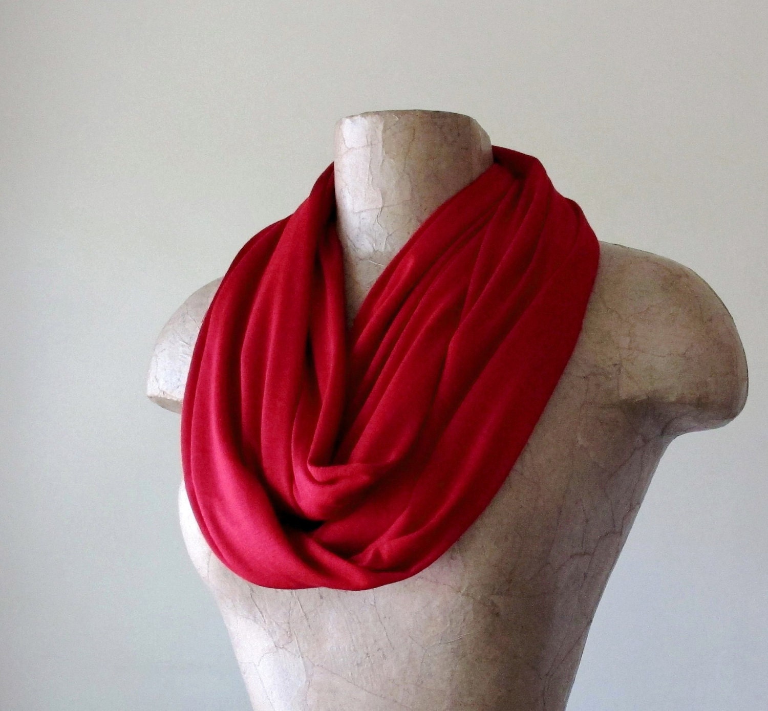 LIPSTICK RED Infinity Scarf, Ultra Lightweight Loop Scarf