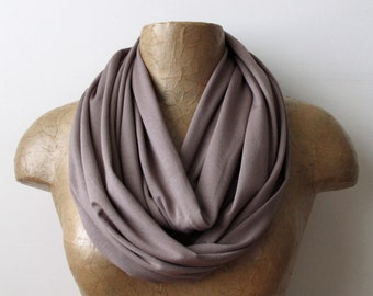 MINK BROWN Jersey Infinity Scarf, Lightweight Loop Scarf