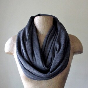 CHARCOAL GREY Sweater Scarf, EcoShag Ribbed Knit Infinity Scarf, Grey Circle Scarf, Loop Scarf, Eternity Scarf