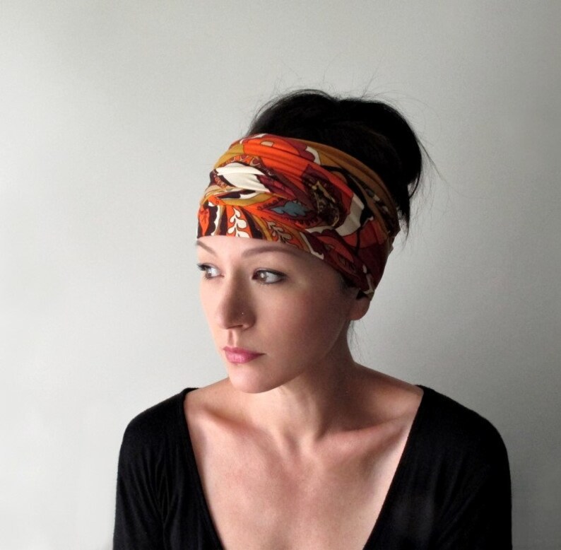 1970's RETRO FLORAL PRINT Head Scarf Ecoshag Jersey Head Etsy